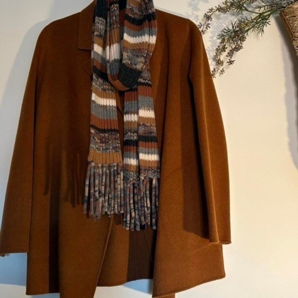 360 Cashmere 100% Cashmere Striped Fringe Scarf NWT Qiuet Luxury
